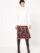 Marks & Spencer Jersey Floral Print Slip Midi Skirt Black Mix