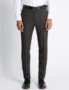 Marks & Spencer Slim Fit Flat Front Trousers Charcoal
