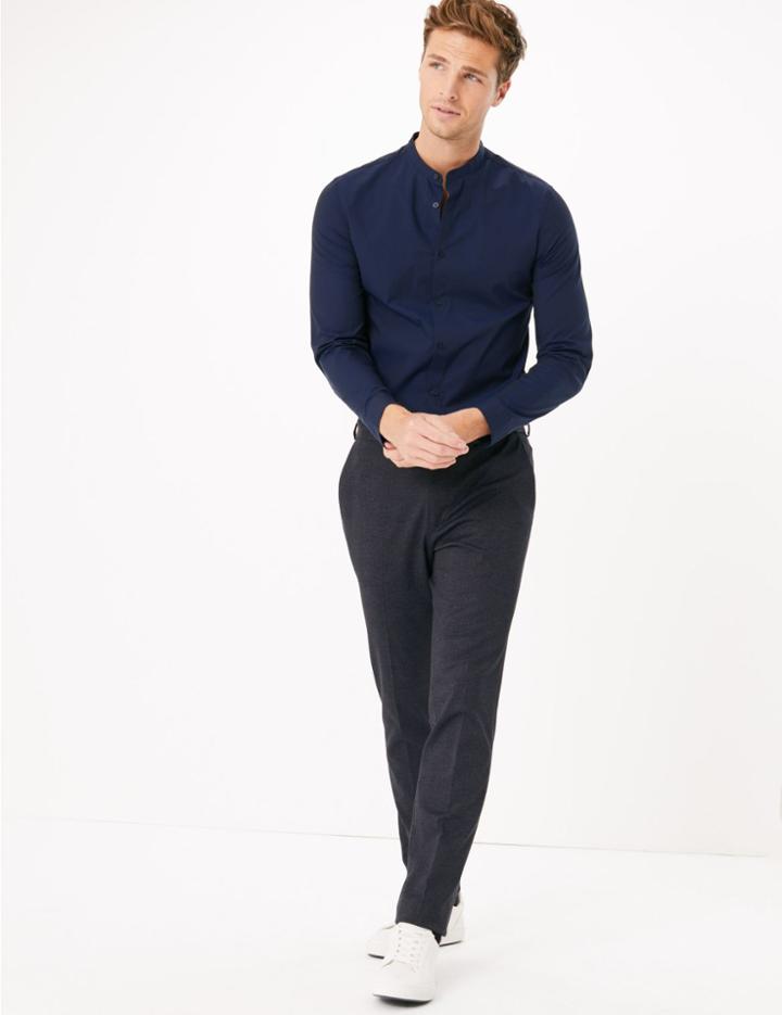 Marks & Spencer Grandad Shirt Navy Mix