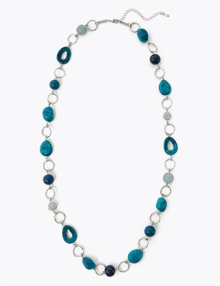 Marks & Spencer Mixed Bead Necklace Blue Mix