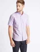 Marks & Spencer Pure Cotton Oxford Shirt With Pocket Lilac