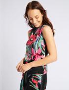Marks & Spencer Floral Print Sleeveless Shell Top Black Mix