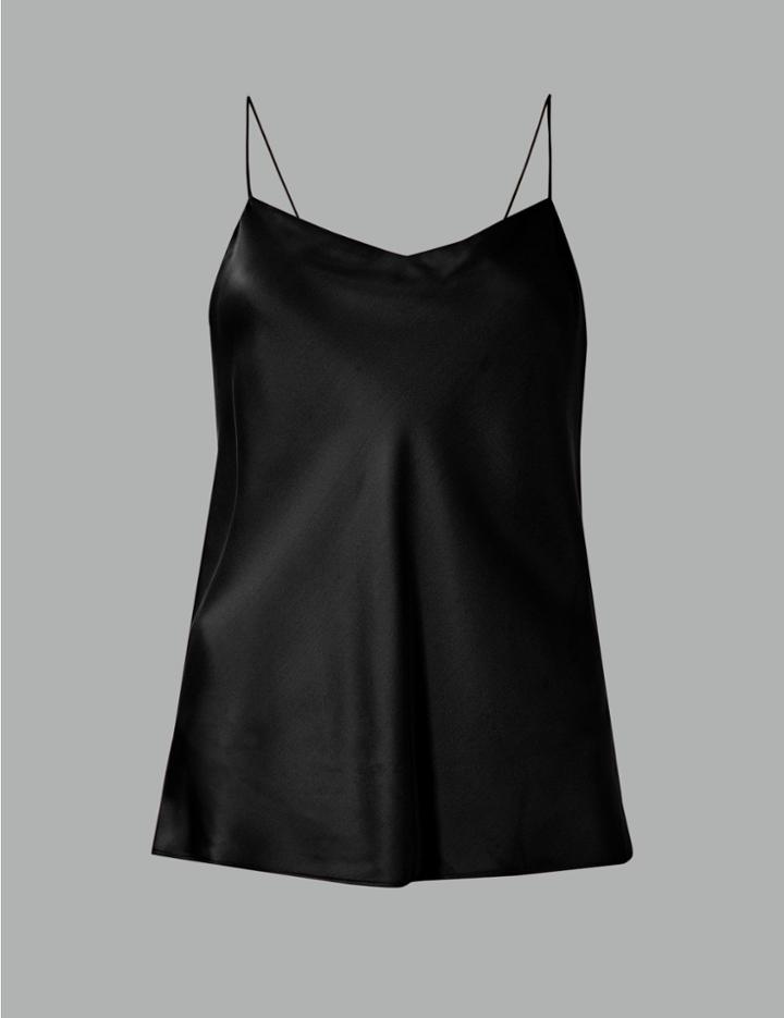 Marks & Spencer Silk Strappy Relaxed Fit Cami Black