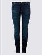 Marks & Spencer Plus Straight Leg Mid Rise Jeans Dark Indigo