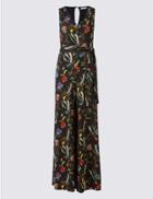 Marks & Spencer Floral Print Flared Jumpsuit With Belt Navy Mix