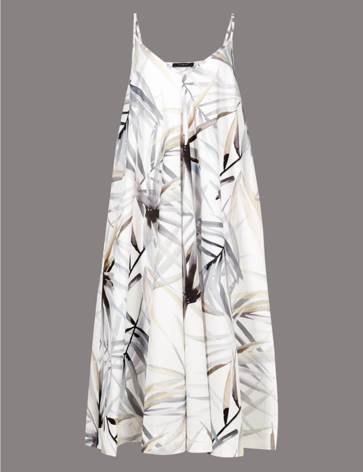 Marks & Spencer Pure Cotton Floral Print Swing Maxi Dress Ivory Mix