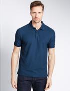 Marks & Spencer Pure Cotton Polo Shirt Dark Denim