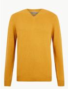 Marks & Spencer Pure Cotton V-neck Jumper Yellow