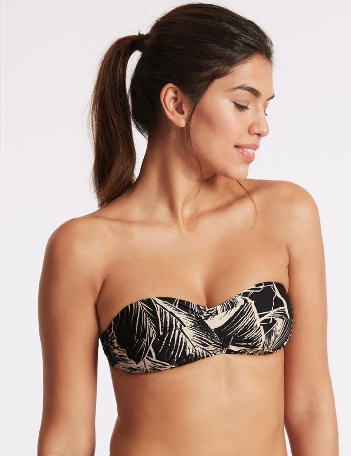 Marks & Spencer Printed Multiway Bikini Top Black Mix