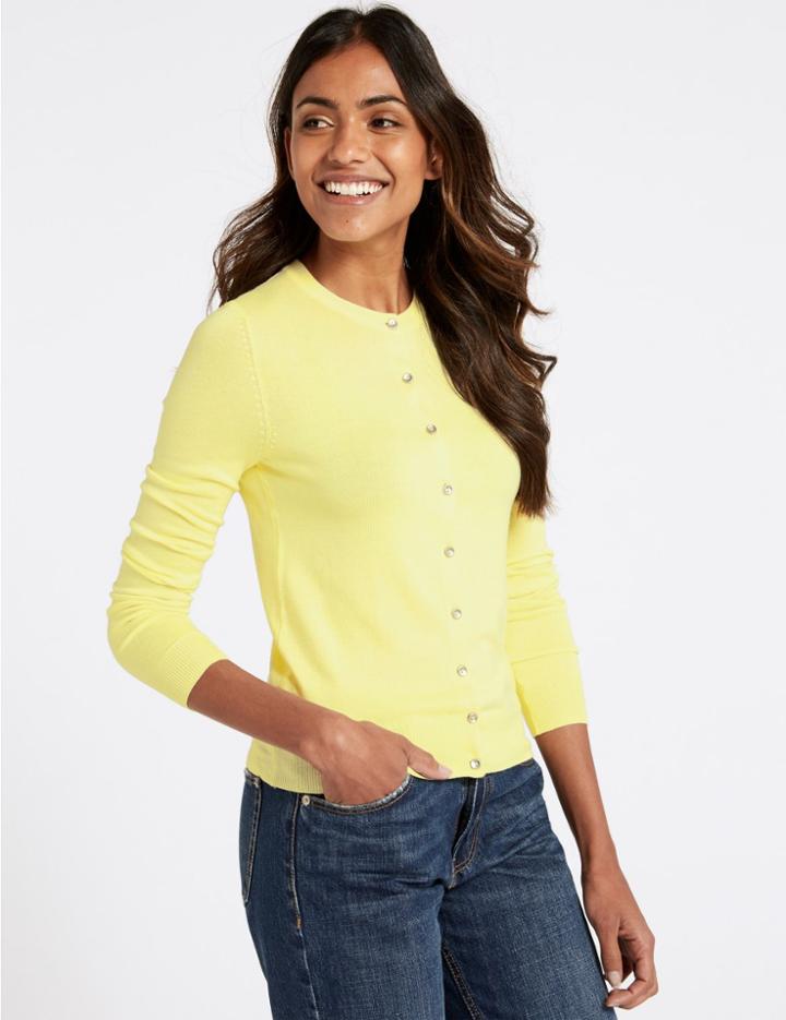 Marks & Spencer Long Sleeve Round Neck Cardigan Citrus