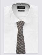 Marks & Spencer Pure Silk Crosshatch Spot Tie Grey