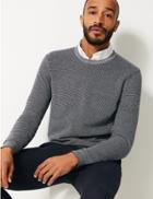 Marks & Spencer Pure Cotton Dot Textured Jumper Navy Mix