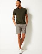 Marks & Spencer Slim Fit Cotton Shorts With Stretch Light Stone