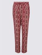 Marks & Spencer Floral Print Tapered Leg Peg Trousers Red Mix