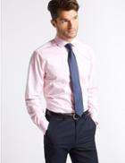 Marks & Spencer Pure Cotton Easy To Iron Tailored Fit Shirt Pink Mix