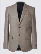 Marks & Spencer Pure Wool Checked Jacket Brown Mix