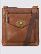 Marks & Spencer Leather Turn-lock Messenger Bag Tan