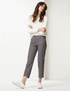 Marks & Spencer Checked Straight 7/8th Leg Trousers Grey Mix