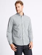 Marks & Spencer Pure Cotton Checked Shirt With Pocket Amber Mix