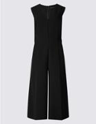 Marks & Spencer Pinafore Crepe Culotte V-neck Jumpsuit Black