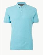 Marks & Spencer Slim Fit Pure Cotton Polo Shirt Aqua Mix