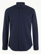 Marks & Spencer Pure Cotton Oxford Shirt With Pocket Navy Mix