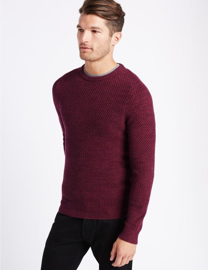 Marks & Spencer Pure Cotton Textured Jumper Grape