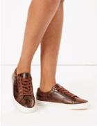 Marks & Spencer Eyelet Detail Lace Up Trainers Brown Mix