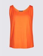 Marks & Spencer Curve Jersey Round Neck Vest Top Bright Orange