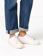 Marks & Spencer Leather Lace Up Trainers White Mix