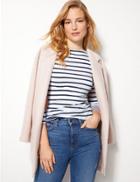 Marks & Spencer Cotton Rich Striped 3/4 Sleeve Fitted T-shirt Navy Mix