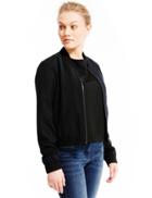 Marks & Spencer Petite Side Mesh Panelled Bomber Jacket Black