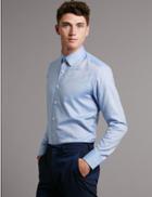 Marks & Spencer 2in Longer Pure Cotton Tailored Fit Shirt Light Blue