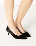 Marks & Spencer Extra Wide Fit Kitten Heel Court Shoes Black Mix