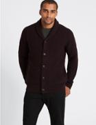 Marks & Spencer Shawl Neck Textured Cardigan Dark Aubergine