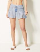 Marks & Spencer Pure Modal Embroidered Beach Shorts Blue Mix