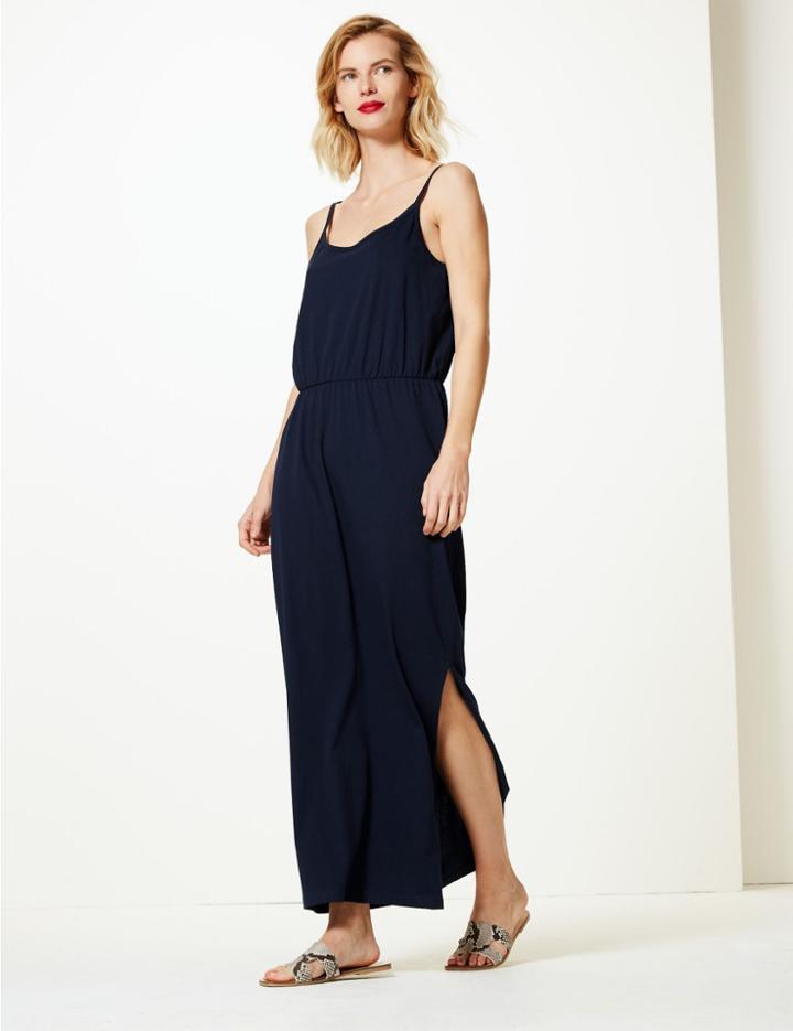 Marks & Spencer Pure Cotton Slip Maxi Dress Navy