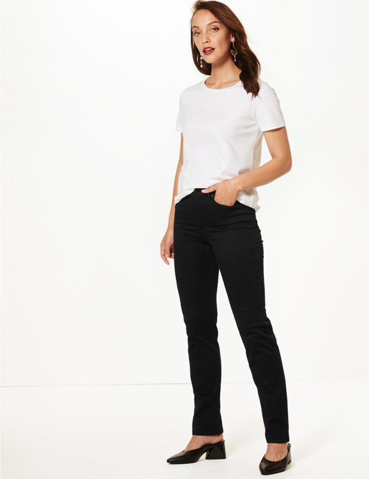 Marks & Spencer Sculpt & Lift Mid Rise Straight Leg Jeans Black