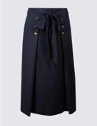 Marks & Spencer Button Detail A-line Midi Skirt Navy