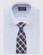 Marks & Spencer Pure Silk Gingham Checked Tie Camel Mix