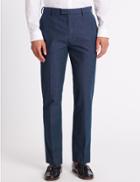 Marks & Spencer Slim Fit Pure Cotton Textured Trousers Navy