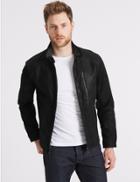 Marks & Spencer Leather Biker Jacket Black