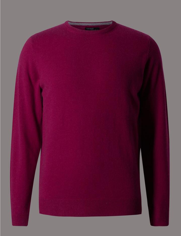 Marks & Spencer Pure Cashmere Crew Neck Jumper Burgundy