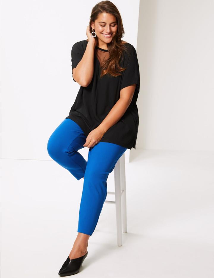 Marks & Spencer Curve Slim Leg Trousers Rich Blue
