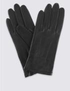 Marks & Spencer Cashmere Lined Leather Stitch Detail Gloves Black