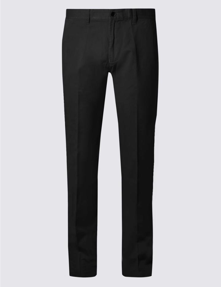 Marks & Spencer Pure Cotton Flat Front Chinos Black