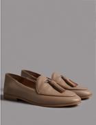 Marks & Spencer Leather Block Heel Tassel Loafers Light Tan