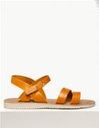 Marks & Spencer Leather Asymmetric Two Band Sandals Ochre
