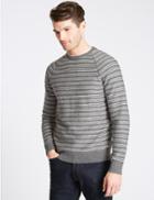 Marks & Spencer Pure Cotton Striped Jumpers Grey Mix