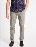 Marks & Spencer Slim Fit Cotton Rich Chinos With Stretch Light Natural